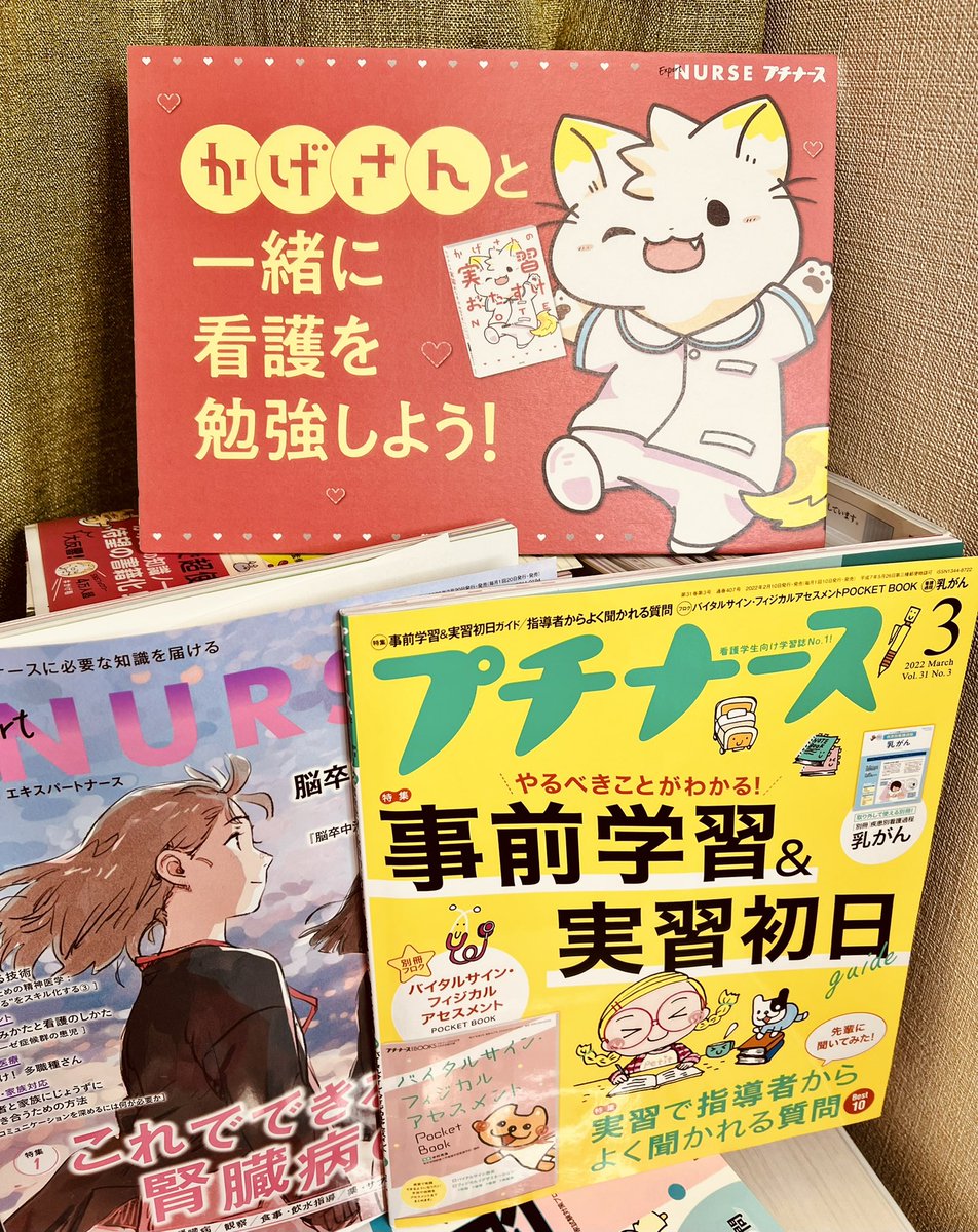 いま発売中のプチナース3月号はコーンの危機モデルと耳の解剖整理についてかいています🐱
そして「かげさんのお絵描きさん」という解剖生理の連載は最終回でした😭毎月感想などをいただいてとても楽しく完走しました🏃♂️💨ごろプロの連載は続くのでまだまだ看護学生さんたちと勉強するぞ😠✨
