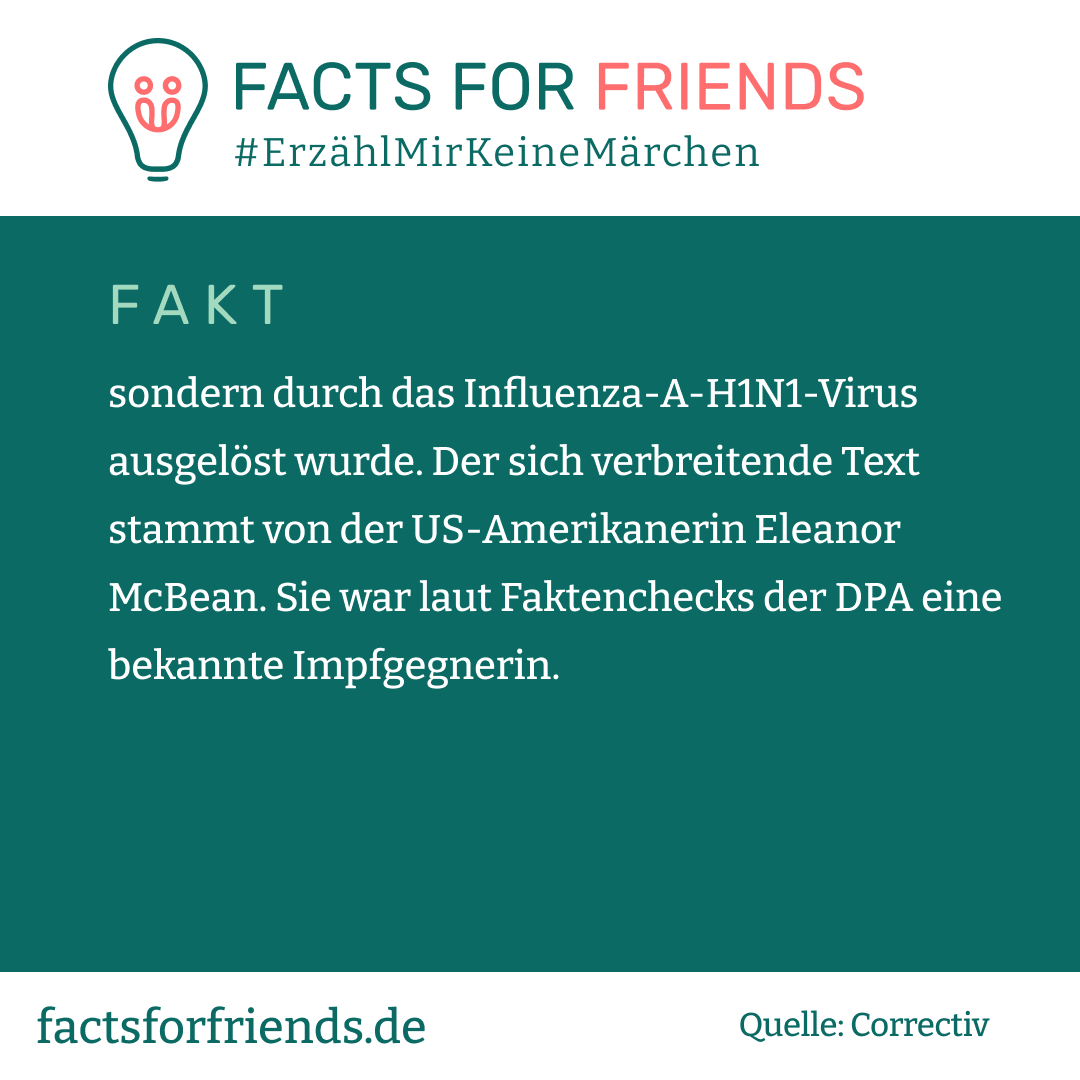 WIDERLEGT: Menschen erkrankten im Jahr 1918 nur durch die Impfung gegen andere Krankheiten an der Spanischen Grippe #ErzählMirKeineMärchen

➡️Mehr kurze und verständliche Faktenchecks auf: factsforfriends.de