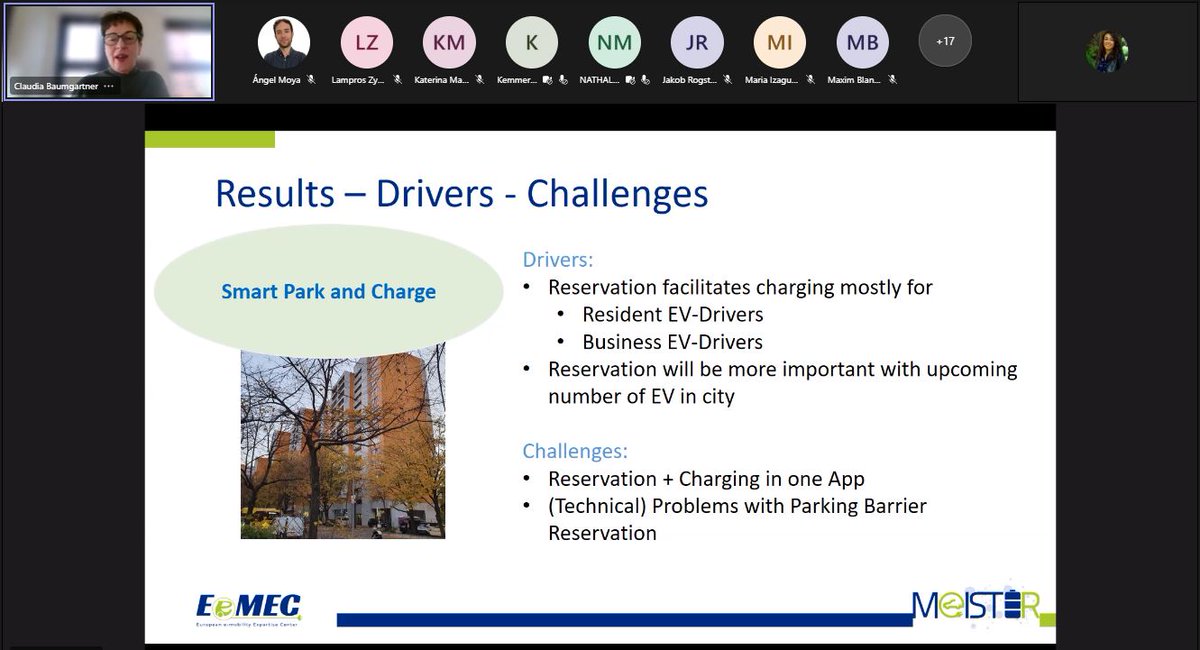 #Berlin introduces its Smart Park and Charge service and the demonstrations as part of <a href="/MEISTER_H2020/">MEISTER</a>. 
Goal: Promote environmentally-friendly &amp; economically sustainable #emobility with public charging points in semi-public areas 
#H2020 #ElectricVehicles #EeMECwebinar <a href="/EeMEC_eu/">EeMEC - European eMobility Expertise Centre</a>