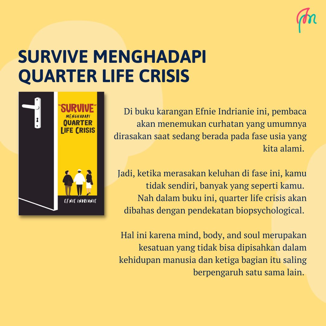 pucukmera's tweet photo. 3. Amor Fati: Cintai Takdirmu karya Rando Kim

4. Survive Menghadapi Quarter Life Crisis karya Efnie Indrianie https://t.co/HCQSzUK2rO