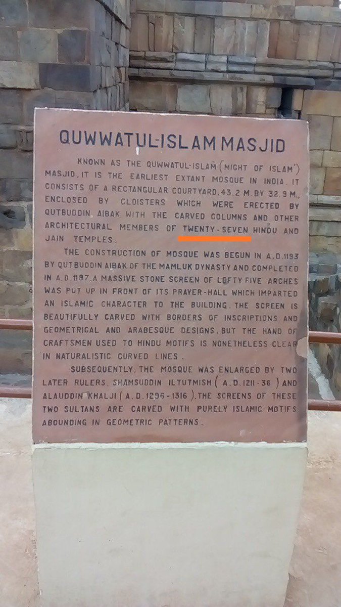AskAnshul's tweet photo. Delhi Court issued notice to Archaeological Survey on appeal to restore temples in Qutub Minar complex

27 Hindu &amp; Jain temples were destroyed under Qutub-Din-Aibak, a commander of Mohammad Ghori

Quwwat ul-Islam Mosque was originally built from remains of 27 Hindu &amp; Jain temples https://t.co/jtgUSDa1W0