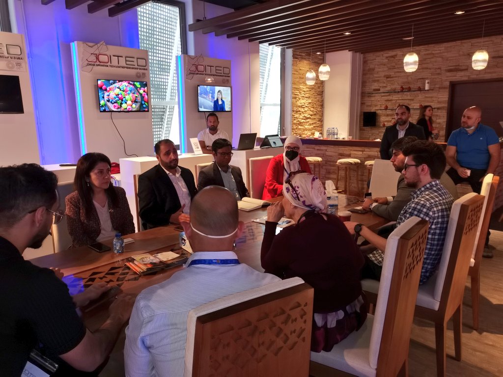 intajICTJO's tweet photo. From Mr. #YousefAbuLaban from #centralHub visit today to the #JordanPavilion where he met 18 Jordanian #Startups within #JOITED &amp; provided #Legal and #company_Structuring tips
#Jordan #Innovation #Expo2020 #Expo2020Dubai
@yousefabulaban https://t.co/ikT7XhVbGo