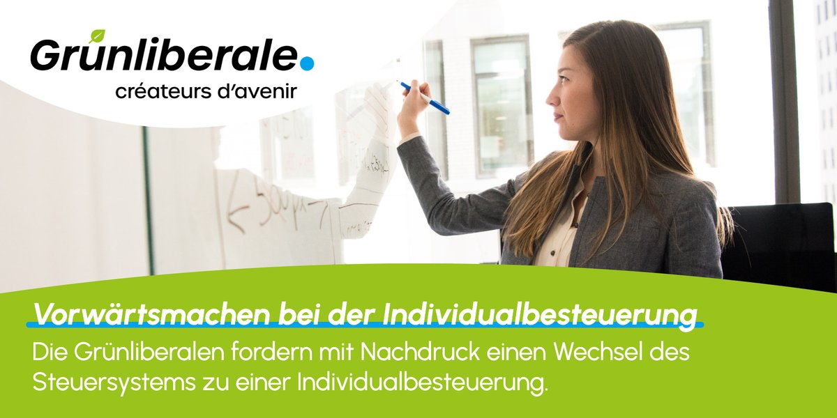 grunliberale's tweet photo. Clever ausgestaltet kann die #Individualbesteuerung notwendige Erwerbsanreize für Zweitverdienende setzen, die Erwerbsbeteiligung der Frauen erhöhen und damit zum Wohlstand in der Schweiz beitragen. Jetzt gilt es vorwärts zu machen! 👉 https://t.co/2L9pPlq0kD https://t.co/fNFXyDGNPd