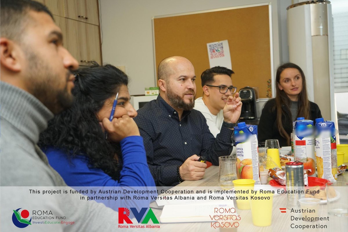 RomaVersitasAL's tweet photo. We organised the second training for mentors at the Roma Versitas Albania office.
We are grateful for your work and contribution.
Thank you Briselda, Ismail, Esmeralda, Denis, Raxhi and Fatos!
#WinForVET
#AustriaDevelopmentCooperation
#romaeducationfund
#romaversitasalbania https://t.co/NR53Zil894
