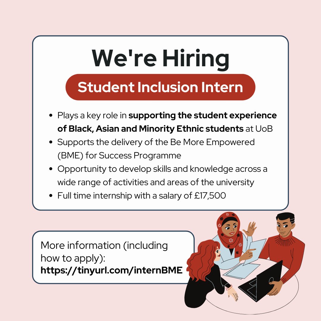 We are recruiting!! 🥳

Are you committed to the aims of equality, diversity and inclusion, and have an understanding of how issues around diversity and inclusion can affect the Black, Asian and Minority Ethnic (BAME) student experience? If so, we're looking for you! 😍