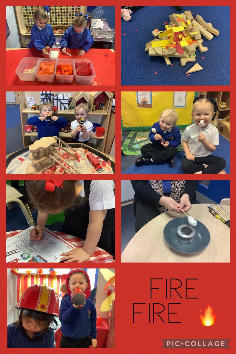 MrsSeymourMB's tweet photo. We have been learning all about the ‘Great Fire of London’ this week. The children have created beautiful fire pictures, used their super cutting skills to make a fire and have even enjoyed having toasted marshmallows this morning! Fun @MertonBankP Nursery! @MrsCroninMB https://t.co/04fXQOa6SF