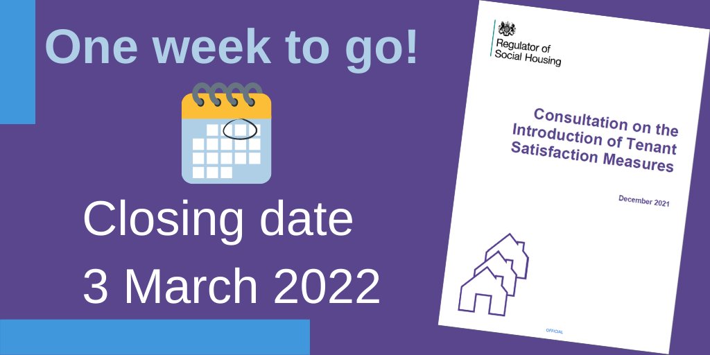 One week left to have your say on our proposed tenant satisfaction measures: gov.uk/government/con…
#socialhousing #localauthorities #residentvoice #sharedowners #ukhousing #tsm #tenants