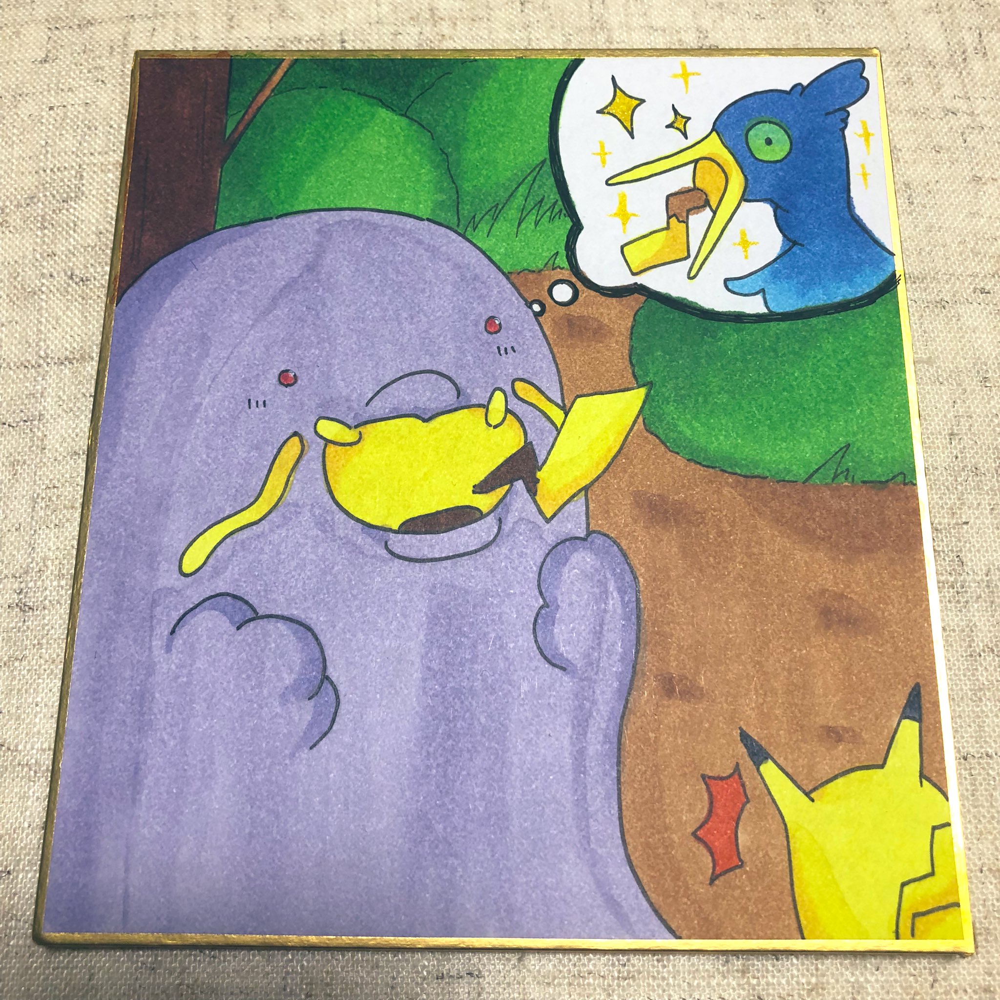Ivu Hina ウッウの試合をみたマルノーム 自分もピカチュウ飛ばしを習得したいと思っていると草むらでピカチュウを発見 ピカチュウは何が何やらわからず大パニック ポケモンイラスト マルノーム ウッウ ピカチュウ T Co 144m9flhhp Twitter