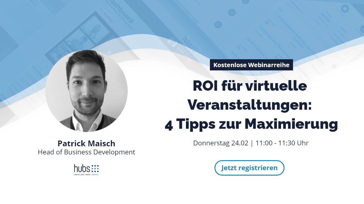 hubs101_app's tweet image. Holen Sie sich die besten Tipps und Tricks vom #EventProfi @PatrickMaisch für die beste Event-ROI-Strategie von morgen.

Holen Sie sich das limitierte kostenlose Ticket: ow.ly/x8hz50HXqrA

#FreeWebinar #Webinar #VirtualEvents #EventROI #ROI #2022Ziele