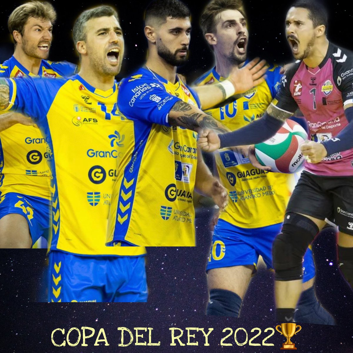 Totalmente preparados para afrontar la lucha por un nuevo título. Llegó la copa del rey y tendremos la suerte de disputarla en nuestra casa, vamos <a href="/cvguaguas/">Club Voleibol Guaguas Las Palmas de Gran Canaria</a> <a href="/AlmansaMartinez/">Jorge Almansa</a> <a href="/iribarne15/">Fran Iribarne</a> <a href="/Alejandro_Fer1/">Alejandro Fernández Rojas</a>
