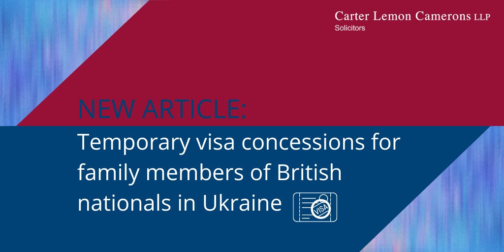 New article:

In recognition of the desperate situation in Ukraine, the <a href="/ukhomeoffice/">Home Office</a> has introduced a #temporaryvisa concession for non-British family members of British nationals currently living in #Ukraine.

What you need to know is here: bit.ly/3HhGjwe