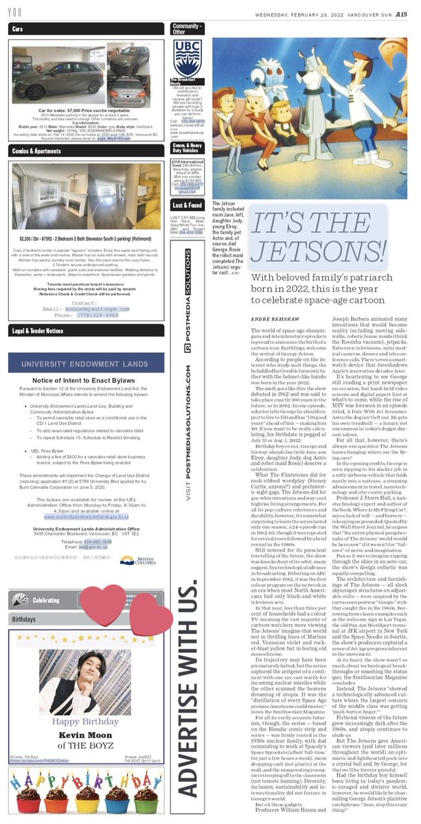 maple_boy0223's tweet photo. 🌙THE BOYZ KEVIN BIRTHDAY Broadsheet Advertisement 🌙

START 🥳

Now available in Vancouver Sun (print &amp; online, e-paper) 02/23/2022

I hope his family will be able to get a print copy later 💛

#ThankUKevin #케빈  #HBD_MOONlightBoy_KEVIN
@WE_THE_BOYZ
#달빛아래_빛나는_케빈탄생일 https://t.co/uHQyVwL4fa