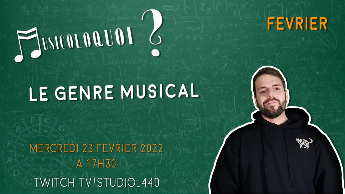 studio440_'s tweet photo. Aujourd'hui, nouvelle émission #live de #Musicoloquoi consacrée au "Genre musical" 🎧

Venez réagir et discuter avec @ReoBlackCat_TV à 17h30 sur notre chaîne #Twitch ➡️ https://t.co/ssaBEMBjIT

🖥️ Le replay de la semaine dernière est également dispo ici : https://t.co/cCFlHcIIGN https://t.co/adxx5oMhgT