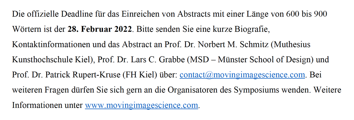 Image_Studies's tweet photo. Deadline for Abstracts: 28.2.2022 🤩 Join the conference !!!
(changed conference date: June 9-10, 2022) 😎
#film #media #research #conference #Kiel #FHKiel #Muthesius
https://t.co/IEzciDw0Jb https://t.co/t7f5DFhUZY