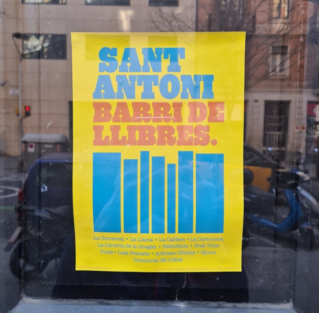 adammartin_73's tweet photo. Sant Antoni, barri de llibres
#launiversal @Lallamastore @LaCalders @_LaCarbonera #lalibreriadelaimagen @fatbottombooks #libreriafreetime #laprole @LataPeinada @ArkhamComicsBCN @byronllibreria @Santoni_dom https://t.co/kEFoCsVNpp