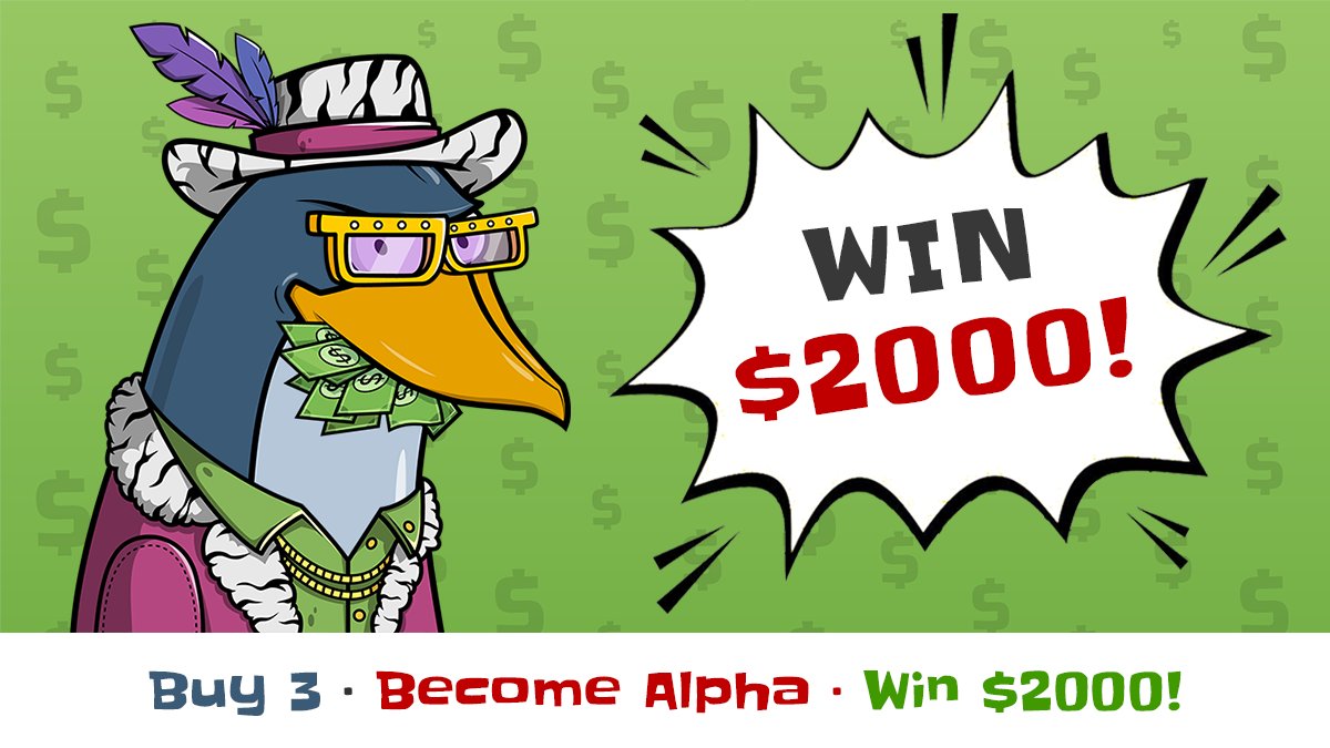 🎯$2000 raffle for Alpha &amp; Emperor penguins!
👑1 WINNER

✅Buy 3+ penguins👀We'll check
✅Follow <a href="/grottopengos/">Angry Penguins Grotto Gang</a>, Like &amp; RT
✅Tag 3 friends and leave your wallet

Results: March 20🍀

Feel free to join us discord.gg/angrypenguins

#NFT #APG #BPE #NFTcommunity #NFTraffle #NFTgiveaway