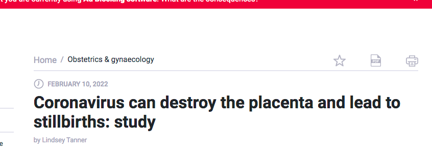 Omicron, Delta, Covid Study: Increase risk of still birth in pregnant women almost doubles: as placenta is destroyed and babies are suffocated to death inside the womb—none of the cases studied had severe disease when infected: