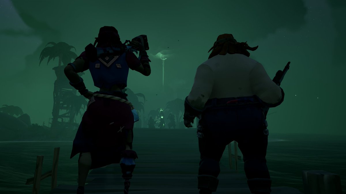 In the assault on Golden Sands, who do you think was the first to stand against the foe that arrived with the mist? Perhaps it was Olga 💀 and Sharon ⚓️. 
#SoTShot <a href="/SeaOfThieves/">Sea of Thieves</a>