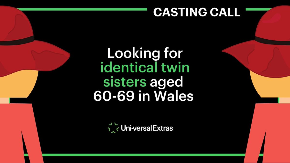 UniEXTRAS's tweet image. Are you an identical twin sister, aged 60-69, available for a new TV production shooting in North Wales?📺
If so, hop on over to our job's board: universalextras.co.uk/extras/job_boa… #extraswork #castingcall