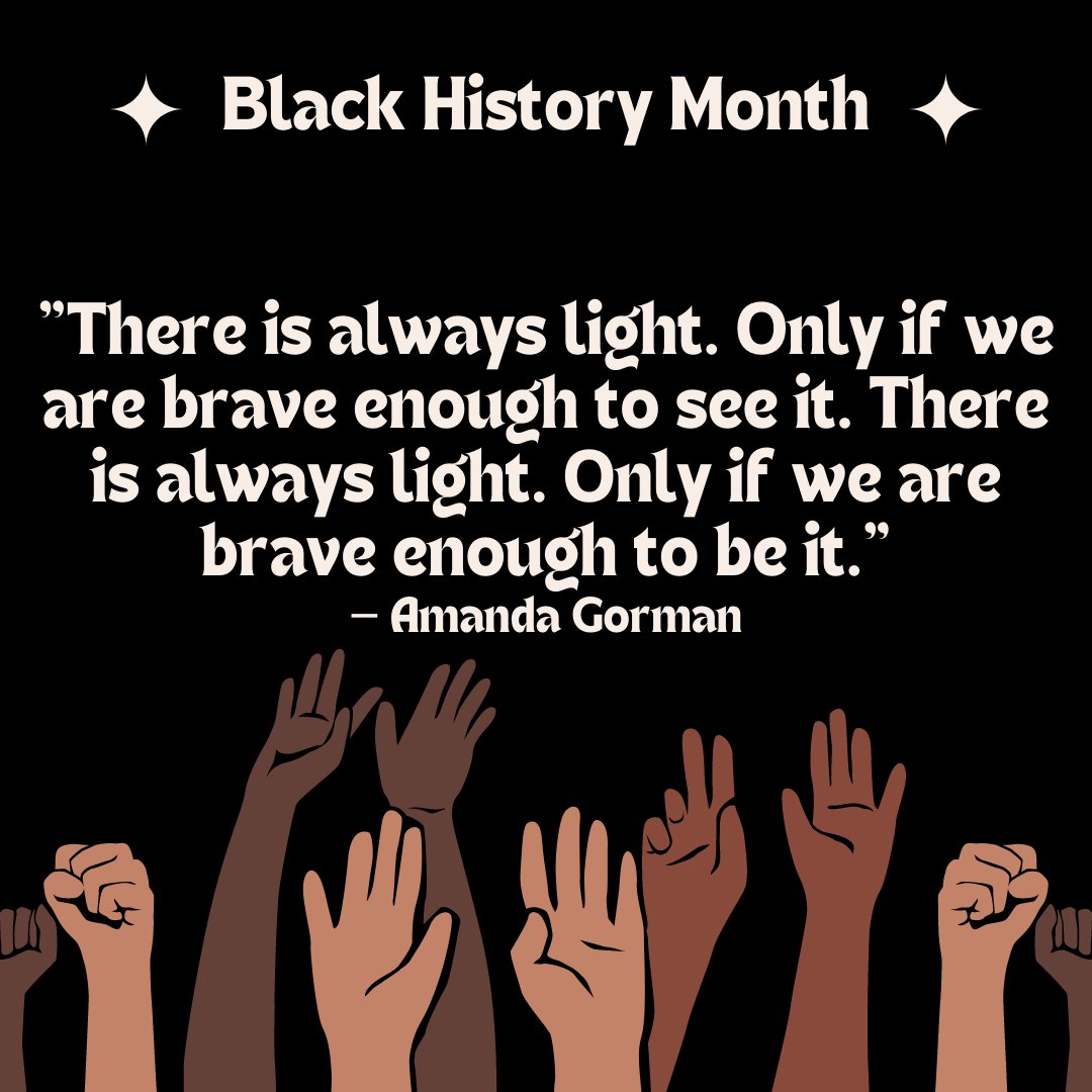 MichiganIORG's tweet photo. "There is always light. Only if we are brave enough to see it. There is always light. Only if we are brave enough to be it.” Amanda Gorman

To celebrate Black History Month we are sharing quotes by poets, politicians, and Civil Rights activists

#MichiganIORG
#MasonicOhana https://t.co/ayIXvjrom6