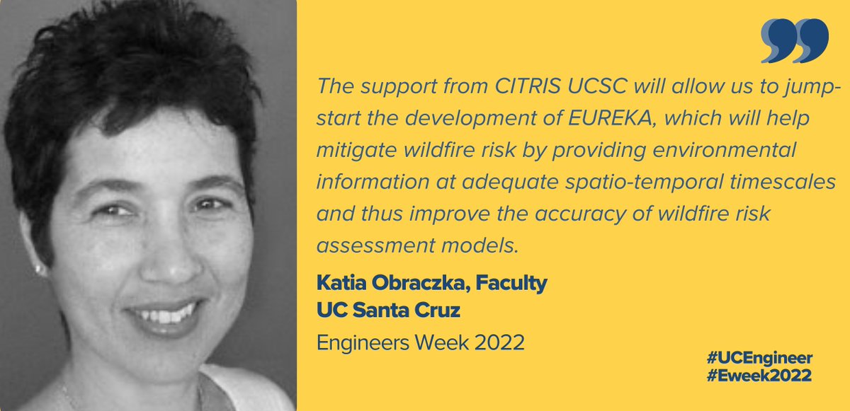 Are drones the future? #BaskinEngineering Professor Katia Obraczka and collaborators are employing drone technology for wildfire risk assessment to mitigate the impacts of these extreme weather events on local communities: engineering.ucsc.edu/news/news-stor…
#Eweek2022 #UCEngineer