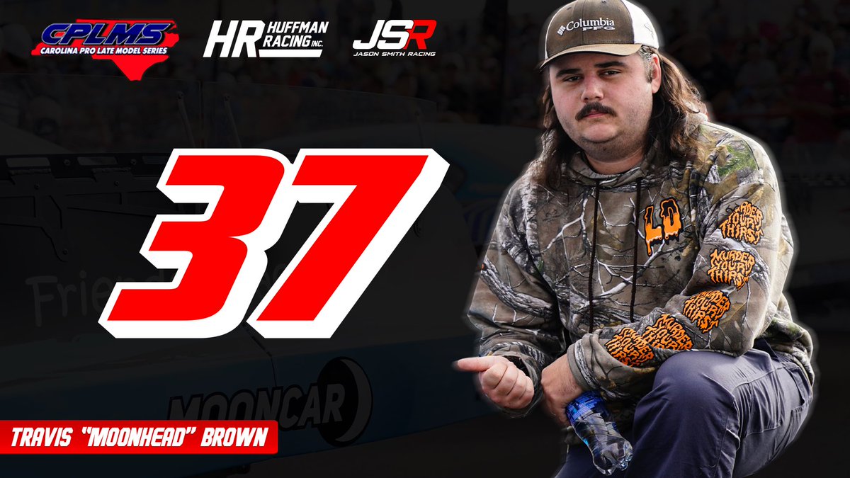 LandonHuffman's tweet photo. By the grace of God &amp; a little luck, @itsmoonhead is actually going racing! 

(And I’m terrified) 😀

NEWS: Travis Brown to drive the #37 Huffman Racing x JSR Pro late model at @hickoryspeedway in @Cplms09 action August 6th‼️

Partners released in the coming weeks! https://t.co/sRAs40rwo2