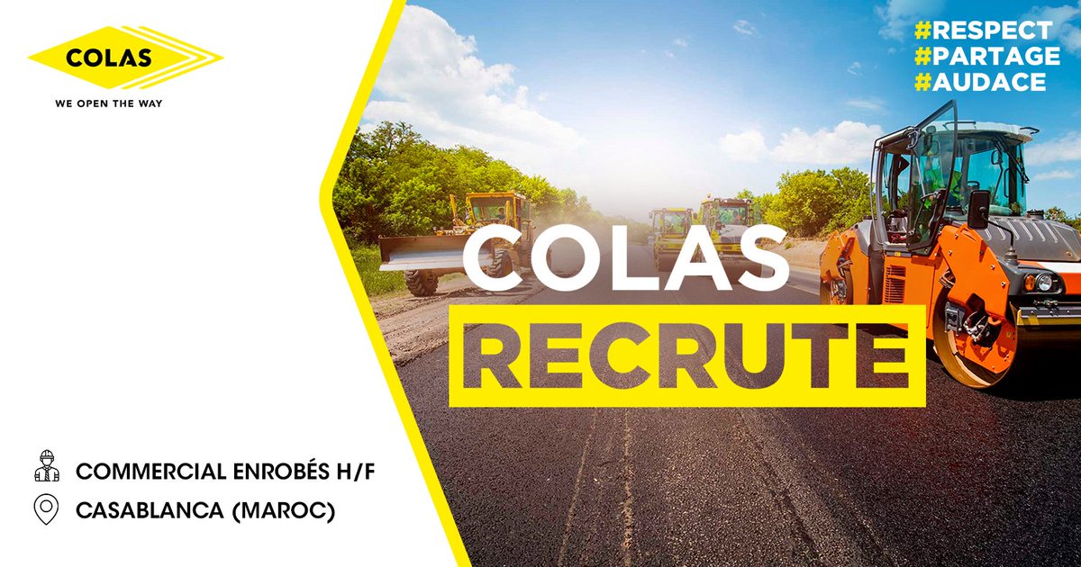 📢 Colas recrute ! 📢
 
 ➥Rejoignez-nous !
Pour postuler c’est par ici : careers.colasjobs.com/default/job/Ca…

#Respect #Partage #Audace