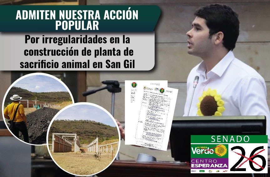 FabianDiazPlata's tweet photo. Fue #Admitida la acción popular que interpusimos con las comunidades por irregularidades en la construcción de la planta de sacrificio animal en San Gil - #Santander. https://t.co/0mbPW0CTtI