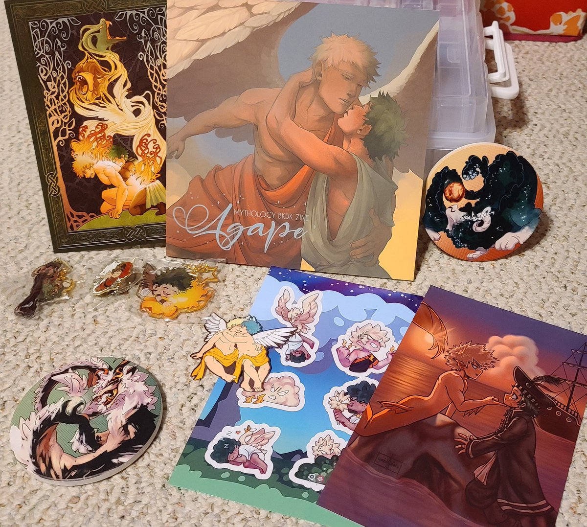<a href="/agapebkdk/">Agape a BKDK zine | The highest form of love</a> I just received it! It's beautiful! Just a warning though, the coasters are very delicate. The bakugo one came in with part of the edge chipped off. If you plan on using them, be very careful.