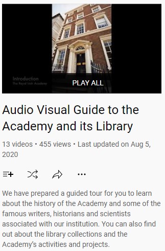Library_RIA's tweet photo. Virtual tour - Want to know more about the Academy @RIADawson and the Library’s collections? Take a guided virtual tour!
 📽️Playlist on You Tube: https://t.co/pz0Pc5Ygq8 
#LibraryLoversMonth #LibraryAtoZ #virtualtour https://t.co/3dEHKLoK0j