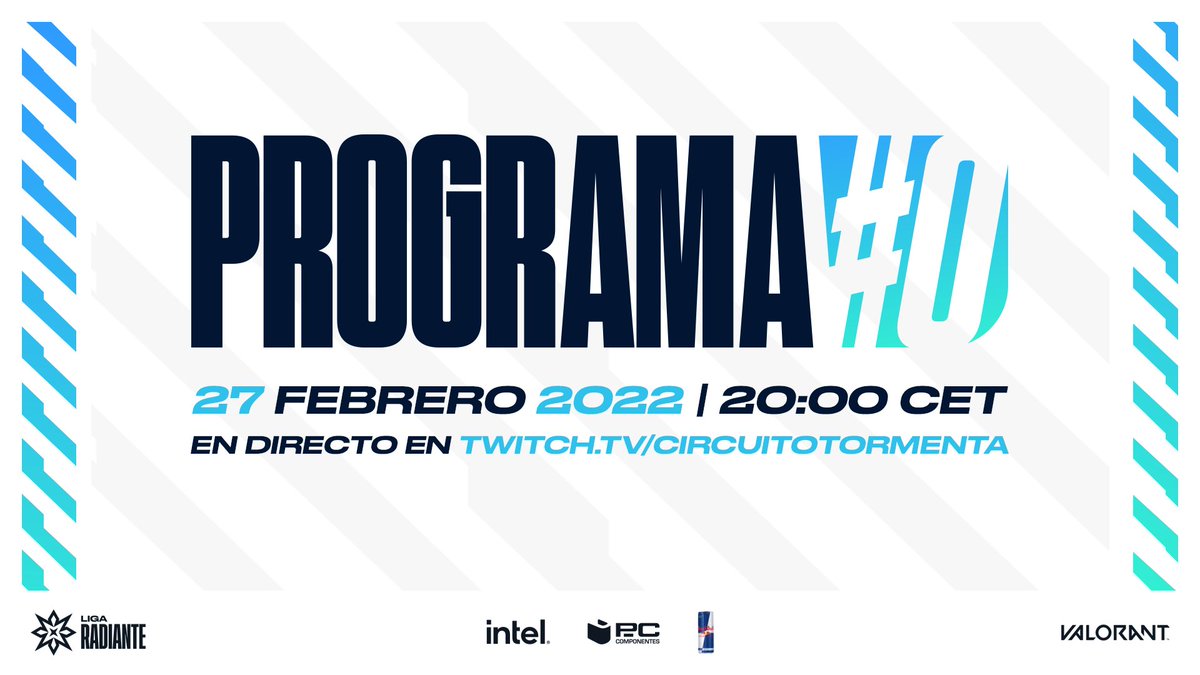En la #LigaRadiante0 nos enteraremos de todas las novedades de la competición de <a href="/VALORANTes/">VALORANT</a> 💥 

Formato, rosters, calendario... Todo esto de la mano de <a href="/FlekiTV/">Fleki</a>, <a href="/RomaDorado_/">Roma Dorado</a> y... ¿puede que alguien más? 🤔

Os esperamos el domingo a las 20:00 en twitch.tv/circuitotormen….