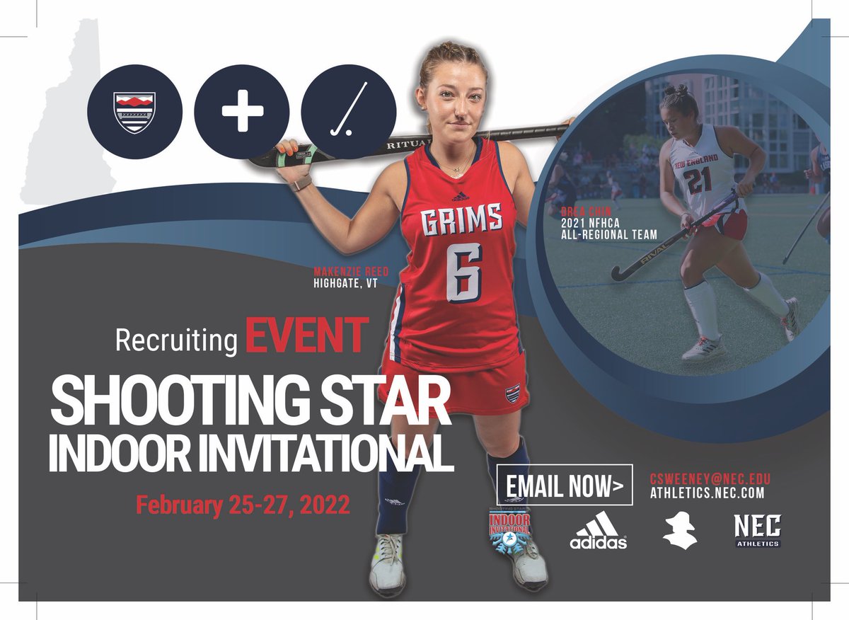 NEC_FH's tweet photo. NECFH is heading to the Hampshire Dome this weekend for the Shooting Star Indoor Invitational! We will be on the hunt for future Grims, so send those schedules to csweeney@nec.edu! #futuregrims #necfh #shootingstar #collegeconnection #forward https://t.co/6ah6JwTmvz