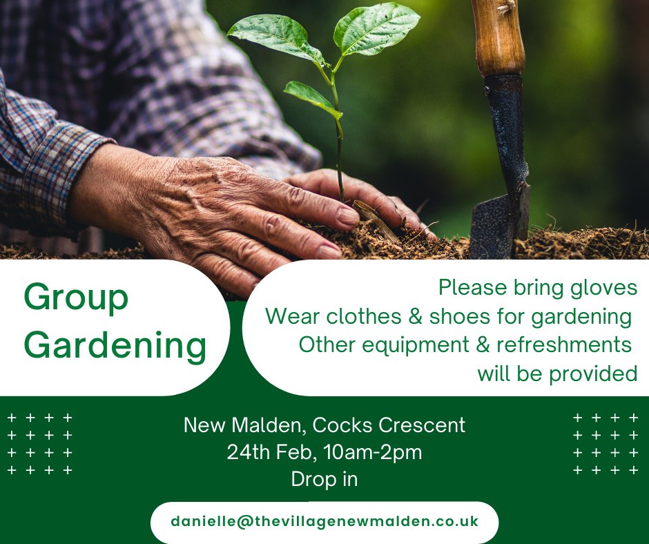 REMINDER: This Thursday 24th Feb 10 - 2 Cocks Crescent Community Planting day, free snacks, wear gloves, see you there!💚danielle@thevillagenewmalden.co.uk #kingstonupononthames #newmalden #lovekingston #communityplanting #NMTC #wellbeing #outdoorcommunity #communitypartnership