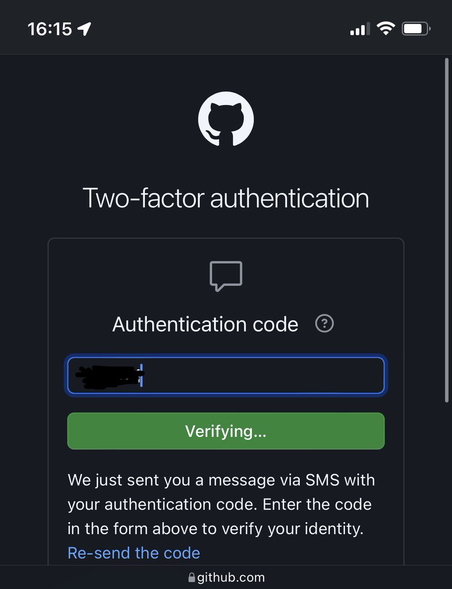 JulzPolz's tweet photo. @github your 2FA is broken on iPhone safari right now. Just stays at “verifying…” forever… Works on iPad though. 🤔 https://t.co/VUs6lKRMM9