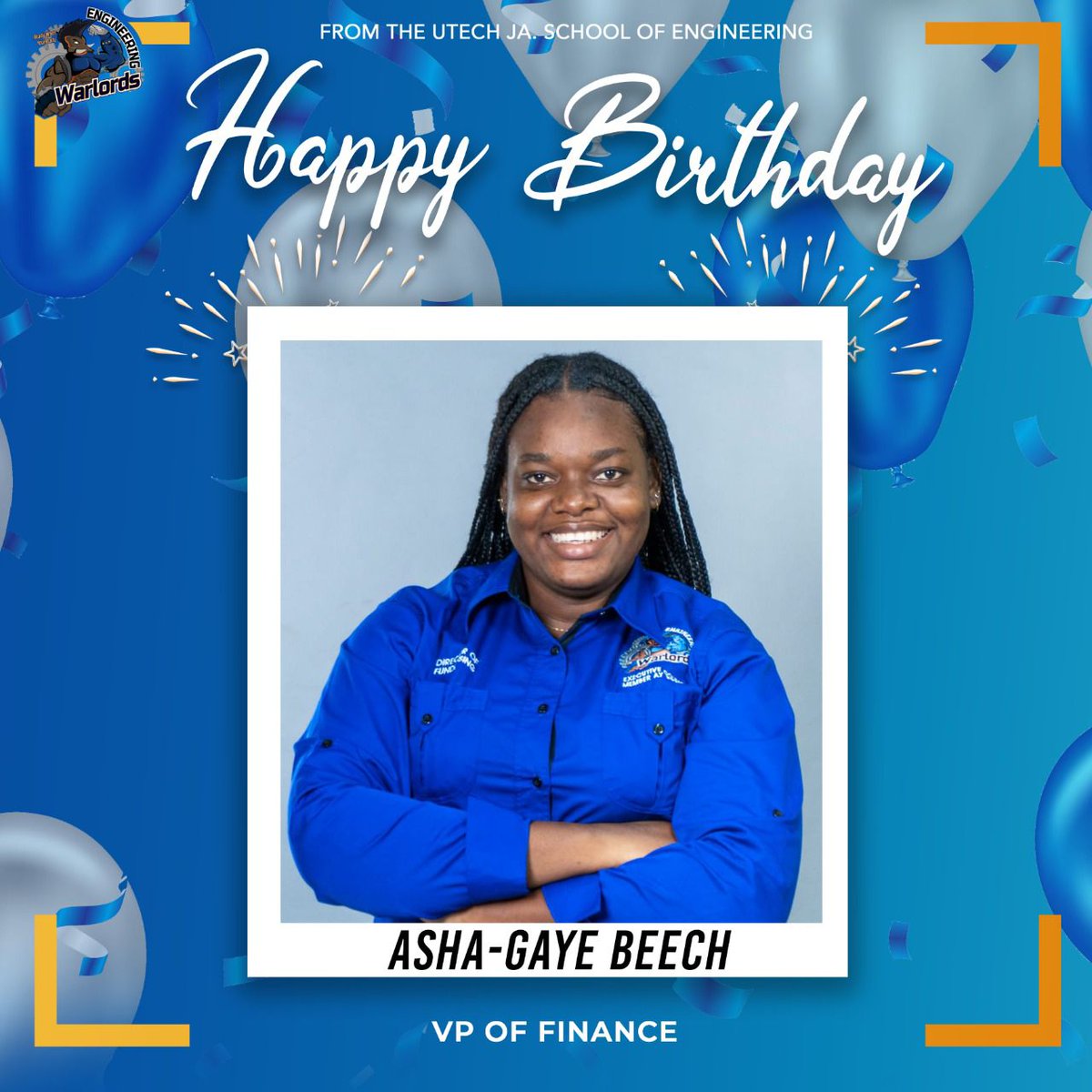 enginewarlords1's tweet photo. The School of Engineering would like to wish the Vice President of Finance Ms Asha-Gaye Beech a Happy Birthday ๐ฅณ๐. Hope you enjoy your day to the fullest. ๐ฏ๐ฏ
#RepDiBest #OneSchoolOneEngine https://t.co/r6CY8Xmj2Y