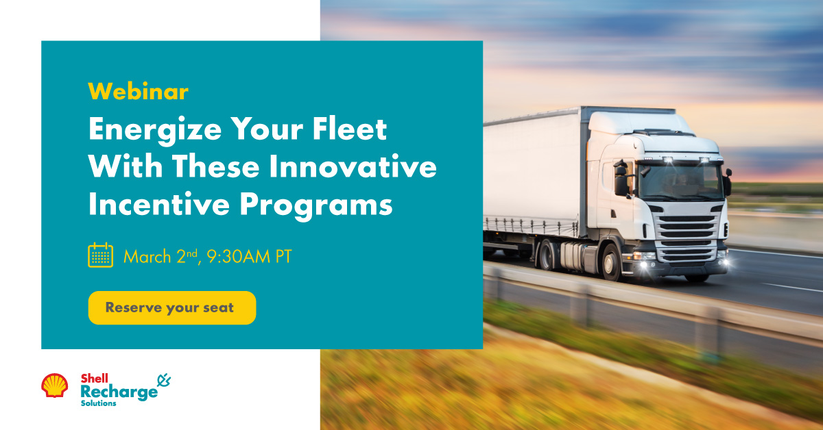 Are you looking to Energize your Fleet with an Innovative Incentive Program? 
Register for our FREE webinar to learn how to start the #electric transformation: bit.ly/3KZcqDZ