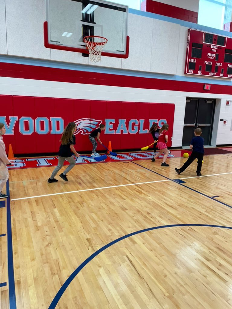 EaglePE_K4's tweet photo. K-4 students have been learning about the Winter Olympics over the past 2 weeks. Students have watched the women’s hockey team compete while also playing hockey themselves! https://t.co/ABg4YNvaNI
