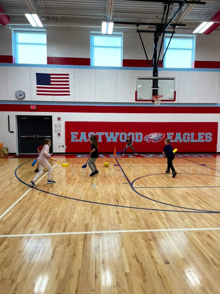 EaglePE_K4's tweet photo. K-4 students have been learning about the Winter Olympics over the past 2 weeks. Students have watched the women’s hockey team compete while also playing hockey themselves! https://t.co/ABg4YNvaNI