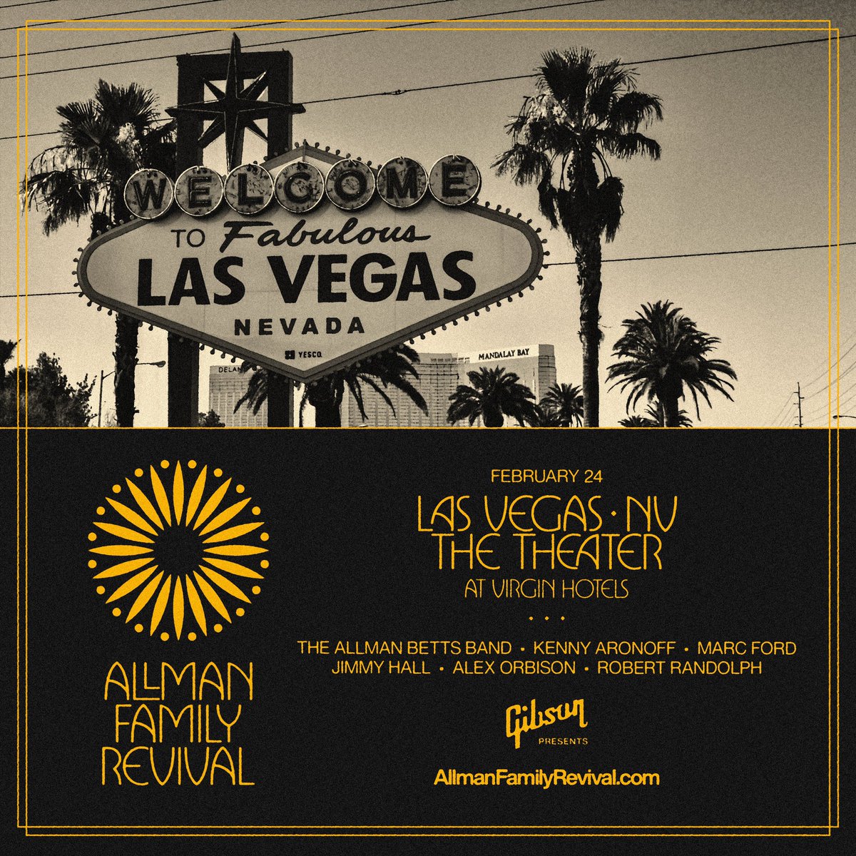 allmanbettsband's tweet photo. Tomorrow night the Allman Family Revival presented by @gibsonguitar will be in Las Vegas,NV with special guests Robert Randolph, Marc Ford, Allman Betts Band &amp; more. There are a few tickets left so grab yours now and tag your friends. Tickets available at https://t.co/f4rgnKajAh https://t.co/M5SrRAVNXP