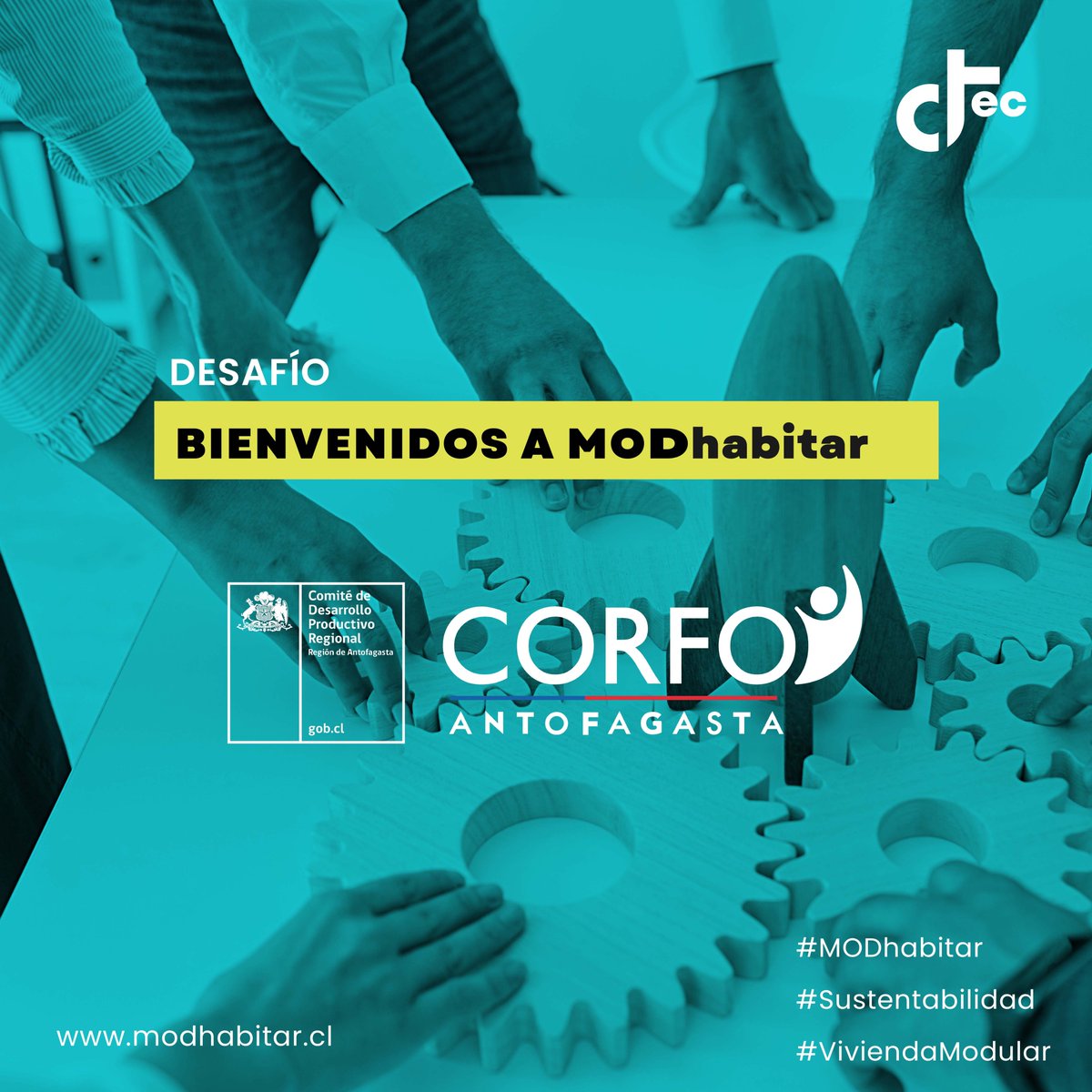 🙌🏻Le damos la bienvenida a #MODhabitar a 🚀 <a href="/CorfoAntofa/">Comité Corfo Antofagasta</a>, quienes colaborarán con este desafío a través de su experiencia en el desarrollo y trabajo de soluciones innovadoras de alto impacto, potenciando el ecosistema productivo de la Región
<a href="/GOREAntofagasta/">Gobierno Regional Antofagasta</a> <a href="/CTecInnovacion/">Centro Tecnológico para la Innovación</a>