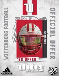 EliRenick's tweet photo. I am Blessed to receive an Offer from Wittenberg University!! @JovonJohnson_ @jsmithers33 @RamsRhsFootball @CMontgomeryLS https://t.co/xzCQh1G0lM