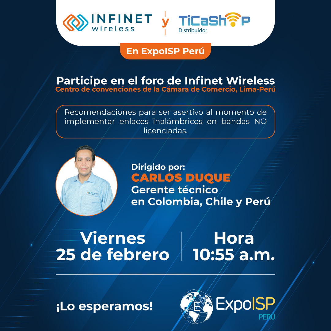 InfiNet_LA's tweet photo. Los invitamos a participar en el foro de @InfiNet_LA presentado por @CarlosDuque, en el marco de Expo Isp Perú 2022.

El encuentro será en la Cámara de Comercio de Lima #CCL este viernes 25 de febrero desde las 10:00 am.

¡Recuerde visitar el stand #12! https://t.co/V6dB0eDckG