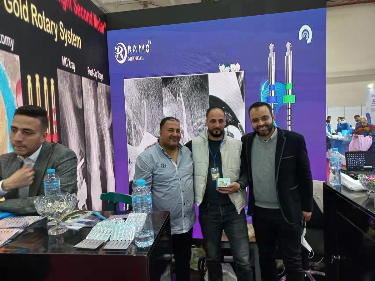 RamoMedical's tweet photo. Ramo Medical in Egypt 🇪🇬
Egyptian Dental Show officially started. 🎉
Sincere thanks to the Palestinian agent and the Egyptian agent for participating in the exhibition！❤️
#RamoMedical #ramo_egypt #RainbowOne #MagicPath #RCSFile #PathFile  #RCSBlue #EndoFile #ReciprocatingFile https://t.co/mganXCa8na