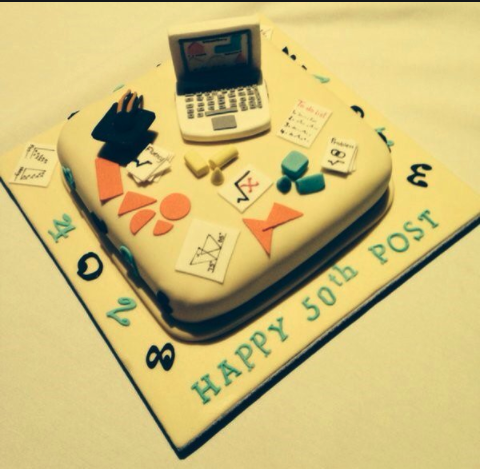 LaSalleEd's tweet photo. Did you know #MathsConf6 was @mathsjem 50th post !! Not sure how many you are up to now Jo but here's a reminder of the cake: https://t.co/oKcjyBe1Hj