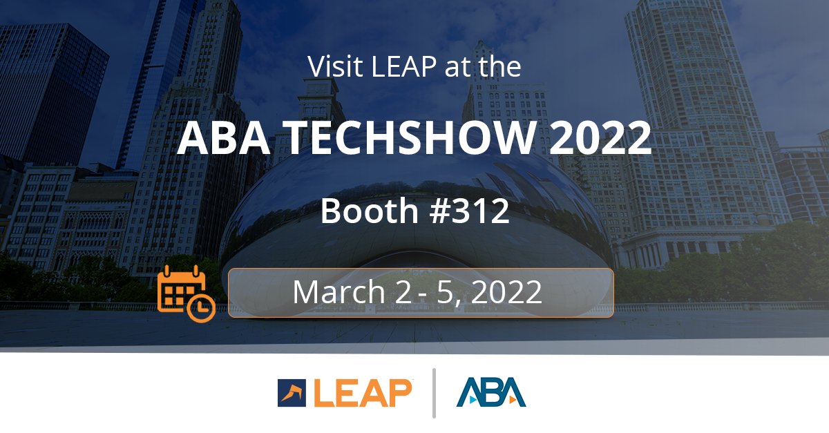 LEAP4Lawyers's tweet photo. We can’t wait to meet with #attorneys and #legal professionals next week during the @ABATECHSHOW! Visit booth #312 and join us for a Lunch ‘N Learn presentation on March 4th to learn the 11 Habits of Successful #LawFirms: https://t.co/aJKiHVO36g #legaltech #ABATECHSHOW https://t.co/uqI3iy7GNY