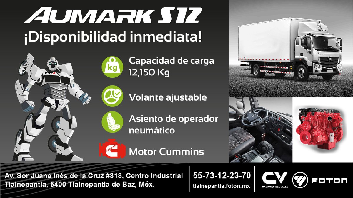 FOTON_CMV's tweet photo. ¡Fortalece tu #flotilla con un increíble #Aumark #S12 de #Foton! 🚛
En #CamionesDelValle te daremos la mejor atención, incluso postventa. #CompromisoDelValle 😎#Cummins https://t.co/xY2SqMVXYT
