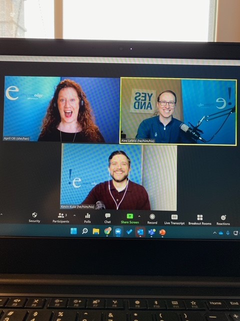 This trio of facilitators! @aprilgrad <a href="/AlexLefeld/">Alex Lefeld</a> #improv