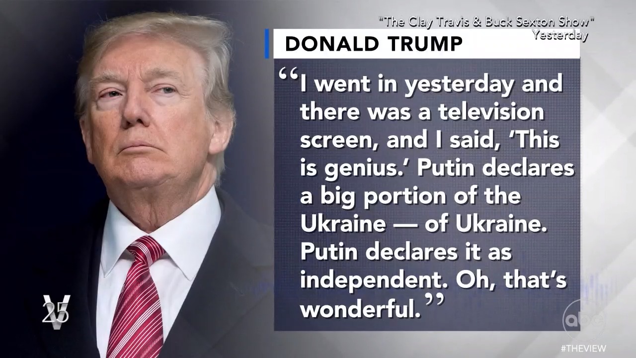 The View on Twitter: "TRUMP PRAISES PUTIN'S "GENIUS": As Pres. Biden  condemned Russian leader Vladimir Putin Tuesday and vowed to impose  crippling sanctions for violating international law, former Pres. Trump had  a