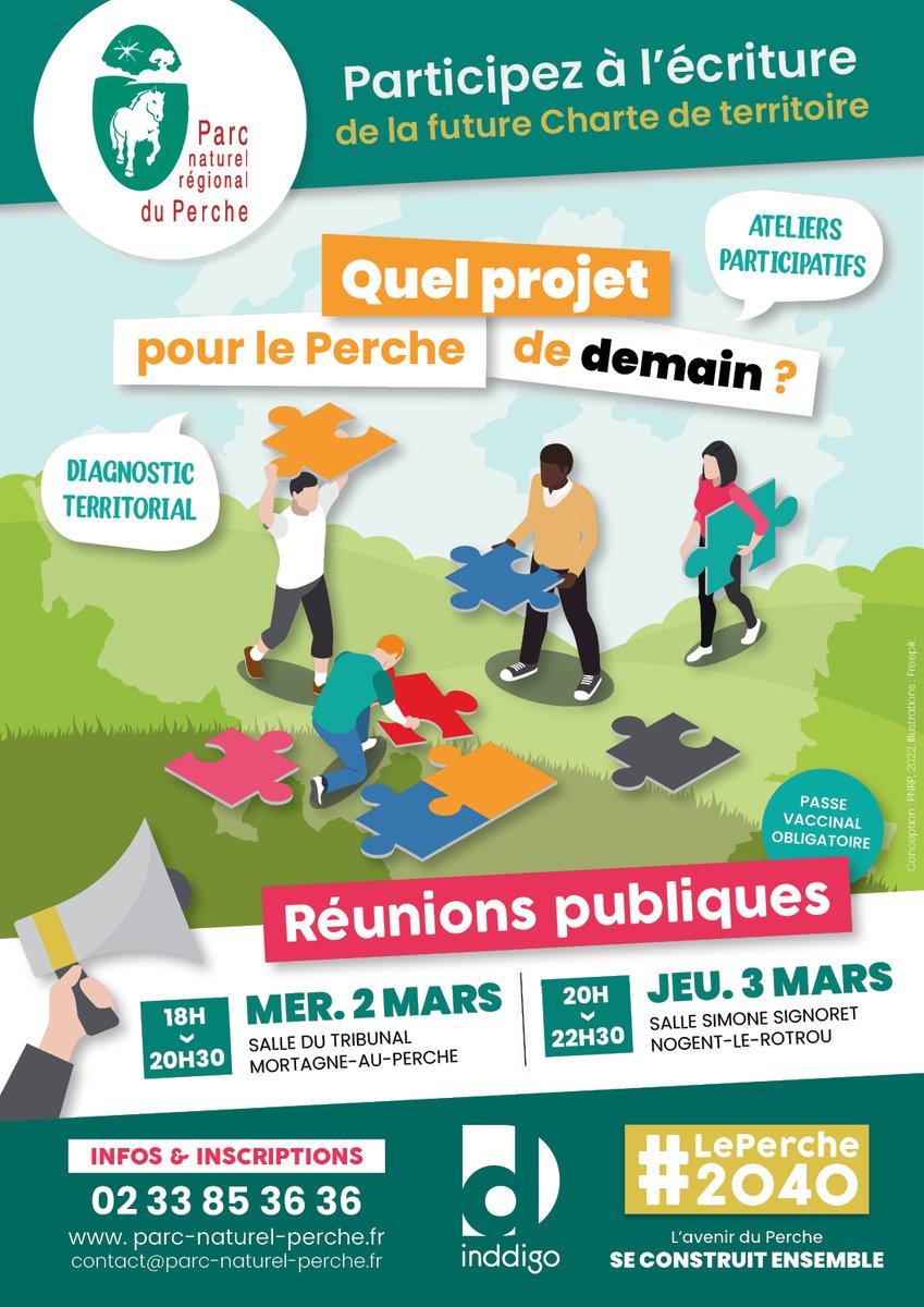 #LePerche2040 | Quel projet pour le Perche de demain ? Venez en débattre les 2 &amp; 3 mars à Mortagne-au-Perche et Nogent-le-Rotrou ! Au programme :
📊 présentation des grands enjeux à l'horizon 2040
🗣 ateliers participatifs pour vous exprimer et réagir !

ℹ️bit.ly/3HfIMaD