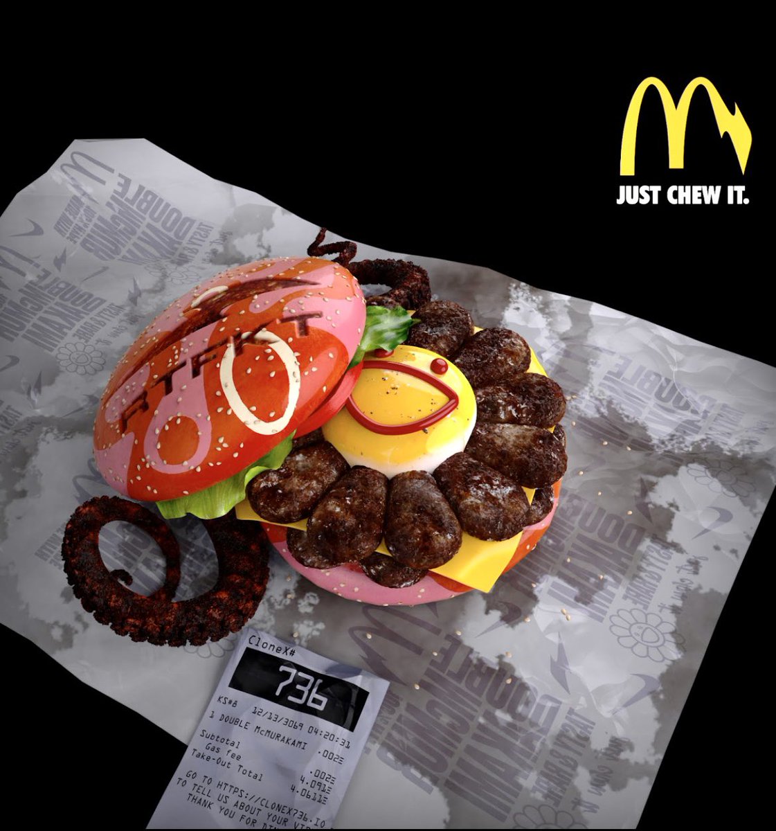 bigbawsestudio's tweet photo. Lunch time? #RTFKT 🔥🙏🏼
#NFTs #NFT #NFTCommunity 
#mcdonalds #takashimurakami https://t.co/ftZLYSjxjw